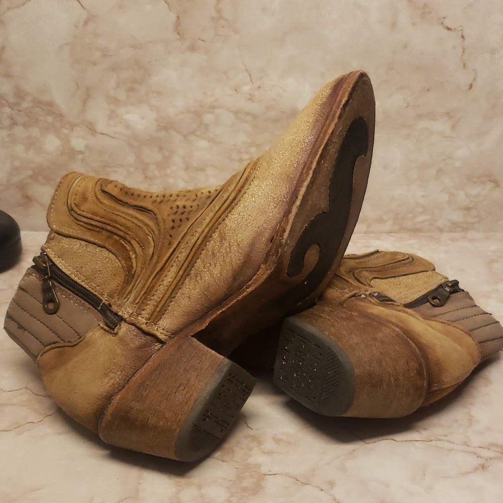 Corral Vintage tan leather zip up pointy cowgirl western women's boots size 7.5 - Picture 6 of 8